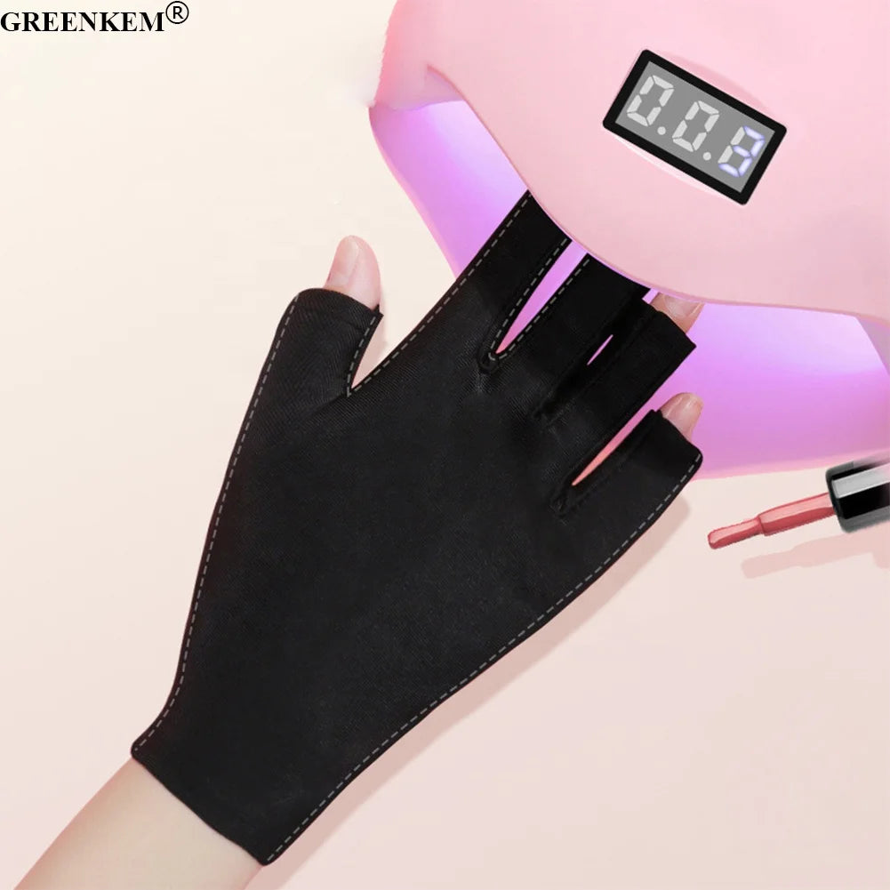 GREENKEM Anti UV Gel Shield Glove UV Fingerless Manicure Nail Art LED Lamp Nails Dryer Radiation Hand Protection Nail Glove