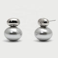 Fashion Silver Bean Premium Silver Gray Flat Round Pearl Earrings for Women Jewelry Gifts Customized