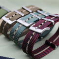 Single Pass 1 Piece Twill Pattern Nylon Watch Strap Premium Striped Fabric for Smartwatch Available in Multiple Colors Stocked