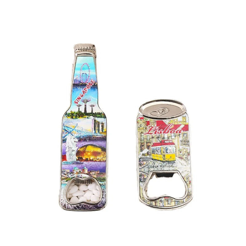 Customized logo Printing American Metal Magnetic Bottle Opener Italy Souvenirs Food Preservation Magnets Singapore