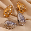 Dreamshow Water Drop Pearl Stud Earring Zircon Women Jewelry Gold Plated Stainless Steel Boucles D'oreilles En Acier Inoxydable