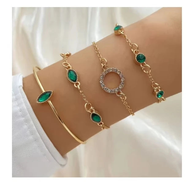 Wholesale Vintage Punk Gold Plated Heart Adjustable Bracelet Bangles Set High Polished Charm Gold Bracelet for Women Jewelry