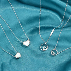 Luxury 925 Sterling Silver Heart Shaped Shell Pendant for Women Romantic Gift Necklace Jewelry