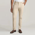 Wholesale Men's Sporty Elastic Waist Mid Rise Comfortable Stretch Tapered Leg Flat Front Chino Pants OEM Service
