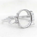 Sterling Silver 10*12mm Semi Mount Ring Empty Frame Blank Support Setting S925 Base Holder Without Center Stone for DIY Inlay