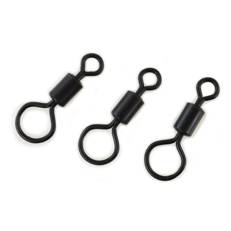 Matt Black Big Eye Swivels Carp Fishing Accessory with Swivel Snap Hook