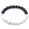 Best Sell Wholesale Rock Lava Stone Stretch Bracelet Black and White Yingyang 8mm Protection Healing Crystal Beaded
