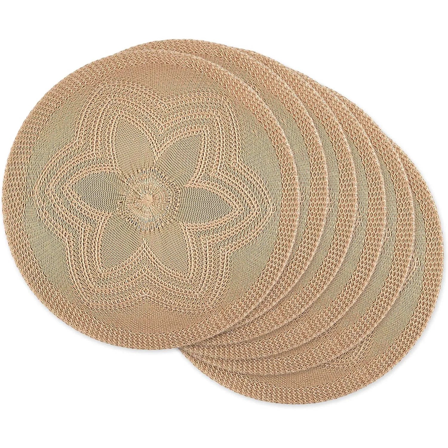 Round Braided Placemats Table Mats for Dining Tables Woven Washable Non-Slip Place Mats 15 Inch for Spring