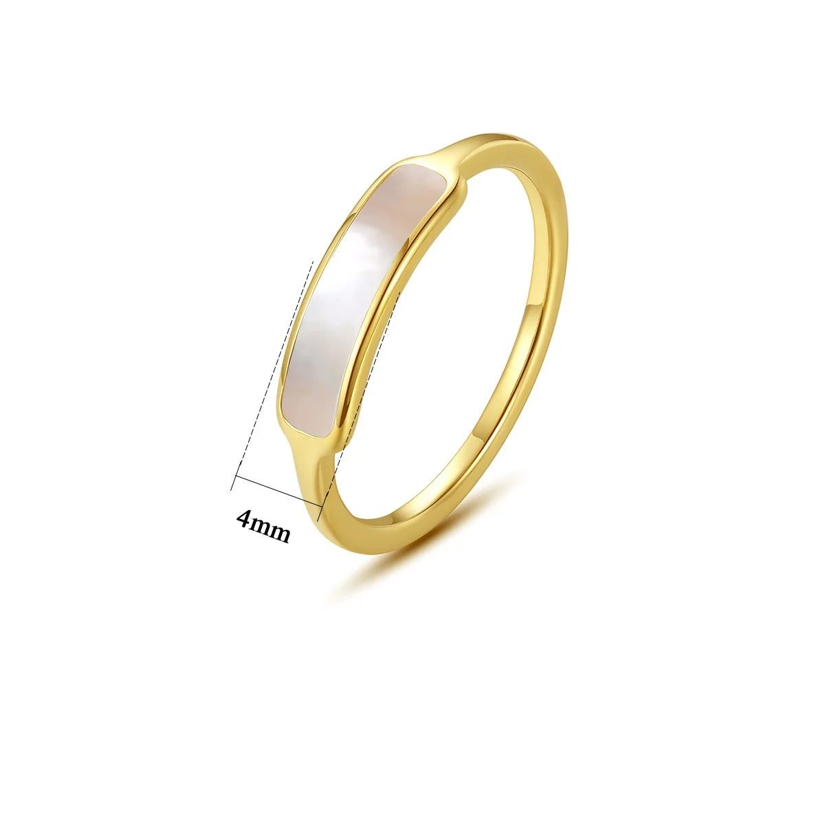 Fashion Jewelry 4 mm Shell Ring Stainless Steel 18 K Gold Midi Thin Classic Rings for Women
