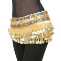 Women's Sweet Bellydance Hip Scarf With Gold Coins Skirts Wrap Noisy