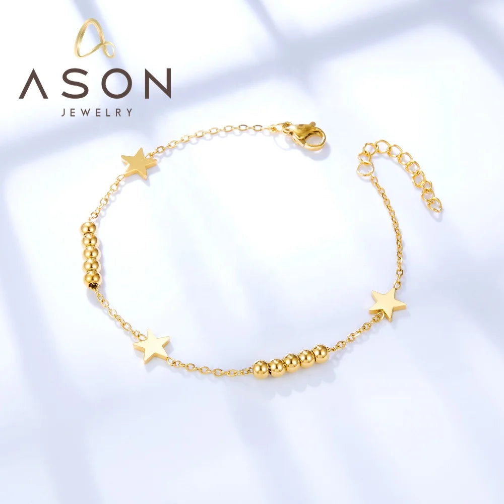 Ason 2023 Hot Sale Jewelry Stainless Steel Bracelet Fashion 3 Stars + 10 Steel Balls Accessories Bracelet