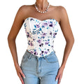 Sexy Hottie Low Cut Backless Flower Wrapped Chest Lozenge Fish Bone Waist