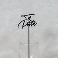 Personalized Black Acrylic Initials Wedding Party Drink Stirrers Laser Cut Black Acrylic Initials Initial Stir Sticks