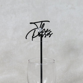 Personalized Black Acrylic Initials Wedding Party Drink Stirrers Laser Cut Black Acrylic Initials Initial Stir Sticks