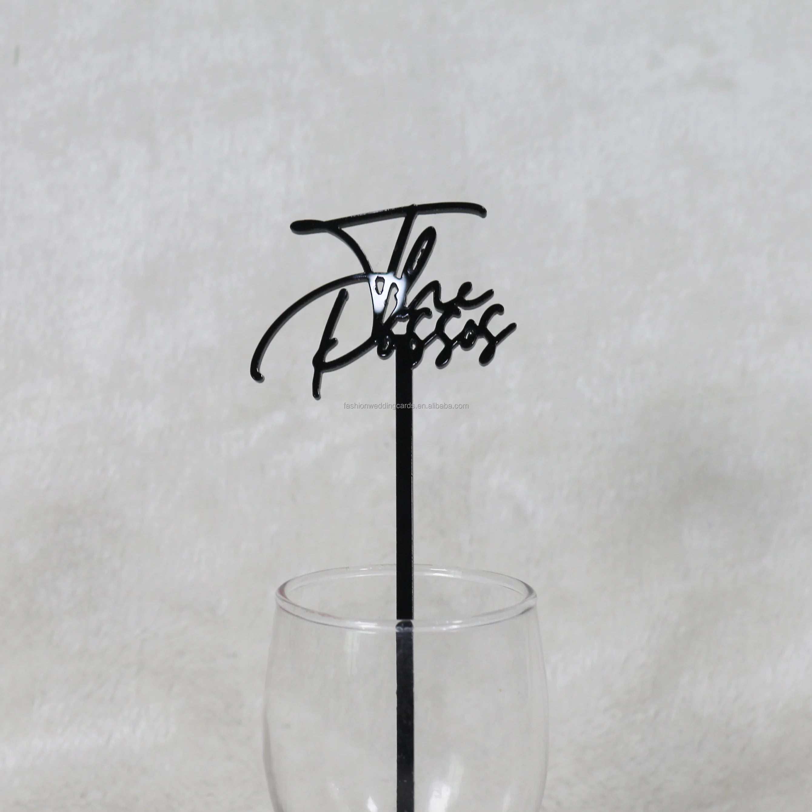 Personalized Black Acrylic Initials Wedding Party Drink Stirrers Laser Cut Black Acrylic Initials Initial Stir Sticks