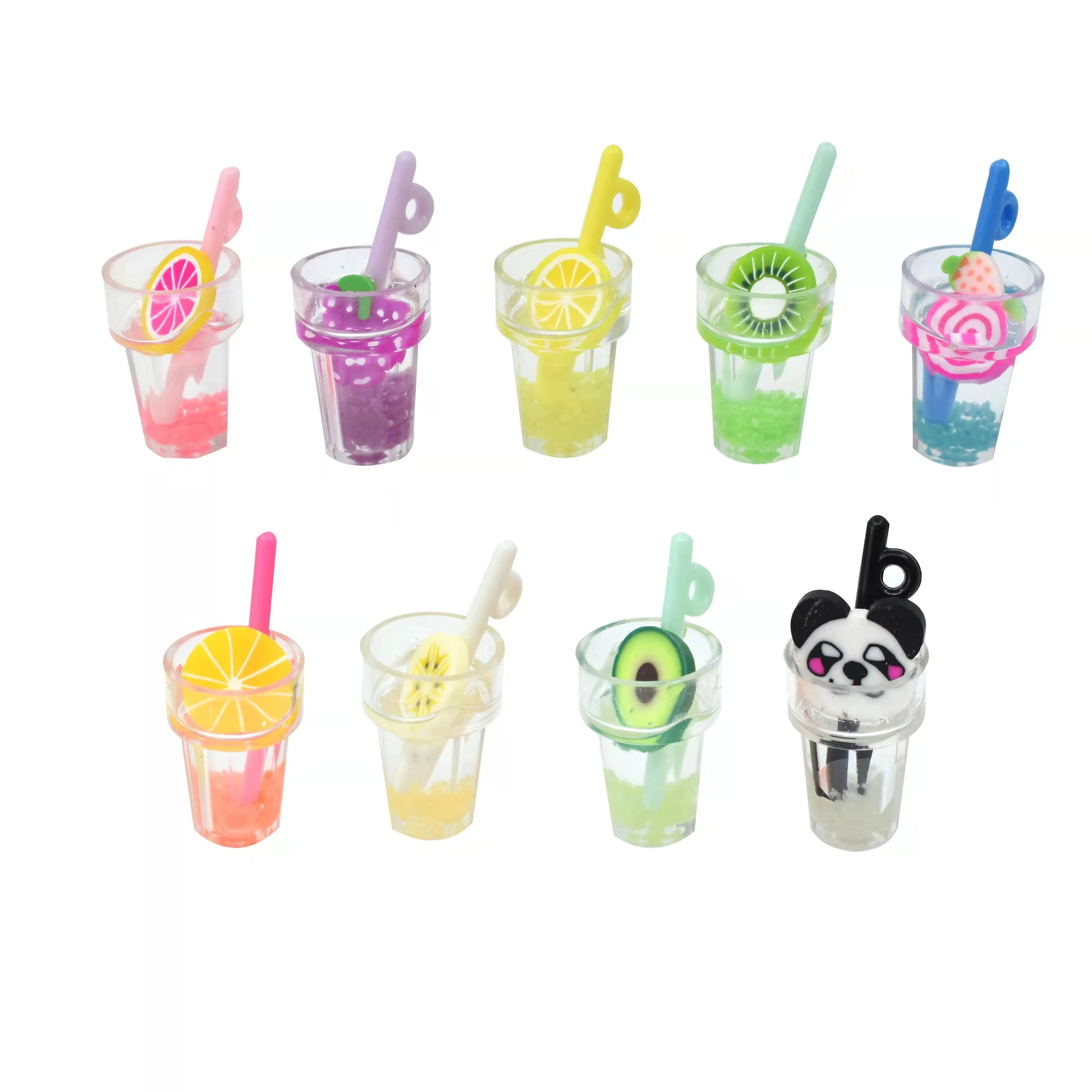Mixed Colors Luminous Fruit Clay Sliced Drink Cup Resin Charms Cream Mobile Phone Shell Material DIY Simulation Juice Bottle