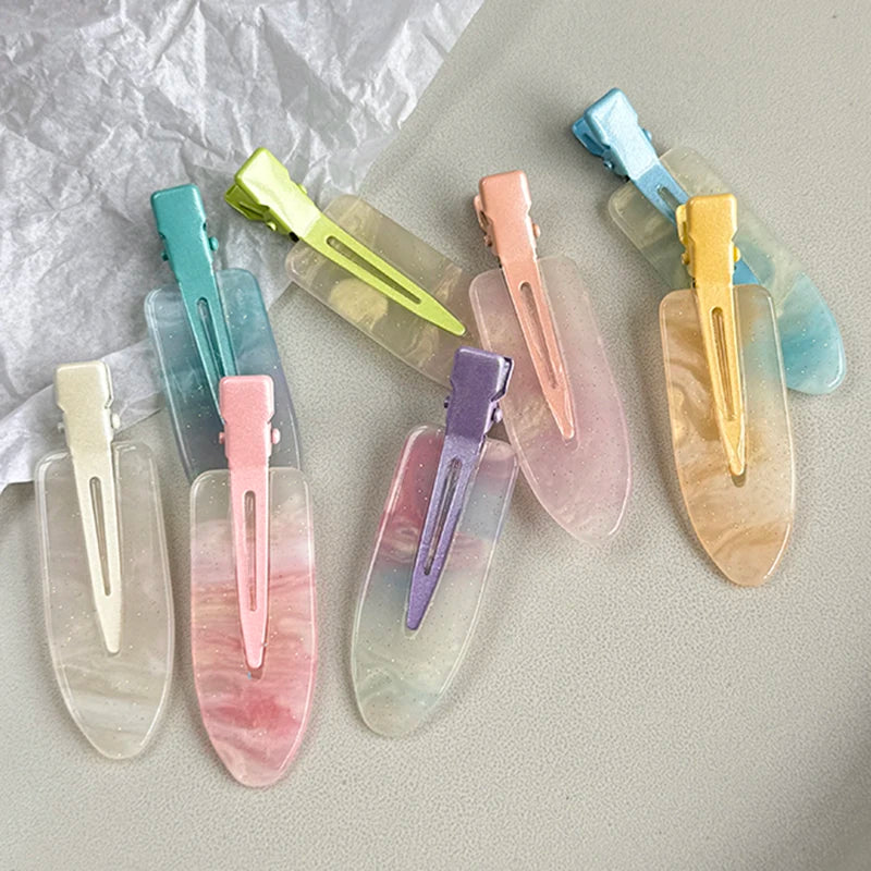 ZiTeng Acrylic Hair Pins for Women Handmade Hair Accessories Metal Clip Glitter Duckbill Clip Wholesale Kids Accessories