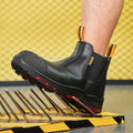 ZG L607 Heavy Duty Cow Leather Full Grain Work Boots Waterproof Safety Boots with Composite Toe No Lace Winter Autumn Metal Free