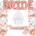 Rose Gold Letter Balloons Bride Be Set for Bachelor Parties Bridal Veils Featuring Pink Cloth Strap Bridal Veil Headband Banner