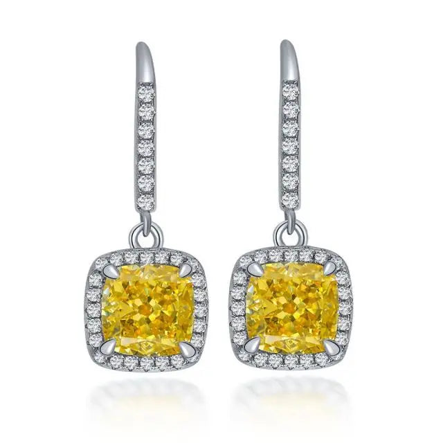 2022 New Cushion Cubic Zirconia Drop Earring 925 Silver Valentines Earrings for Women