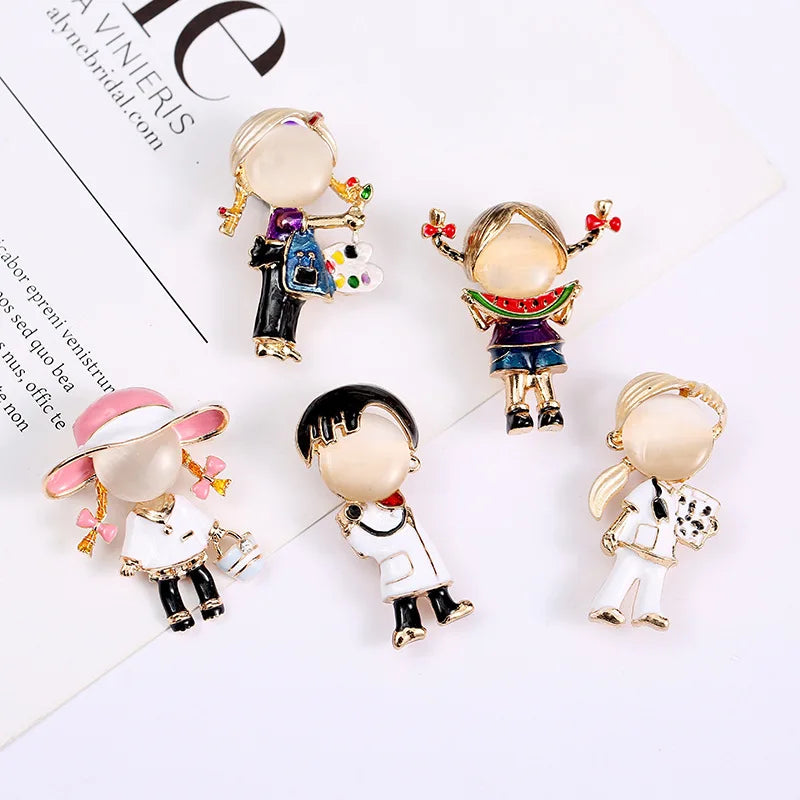 Creative Alloy Cartoon Character Brooches Sweet Style for Women Men Children for Wedding Party Engagement Gifts