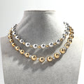 European and American Style Environmentally Friendly Electroplated Gold  Silver Bead Necklace CCB Acrylic Round Ball Choker