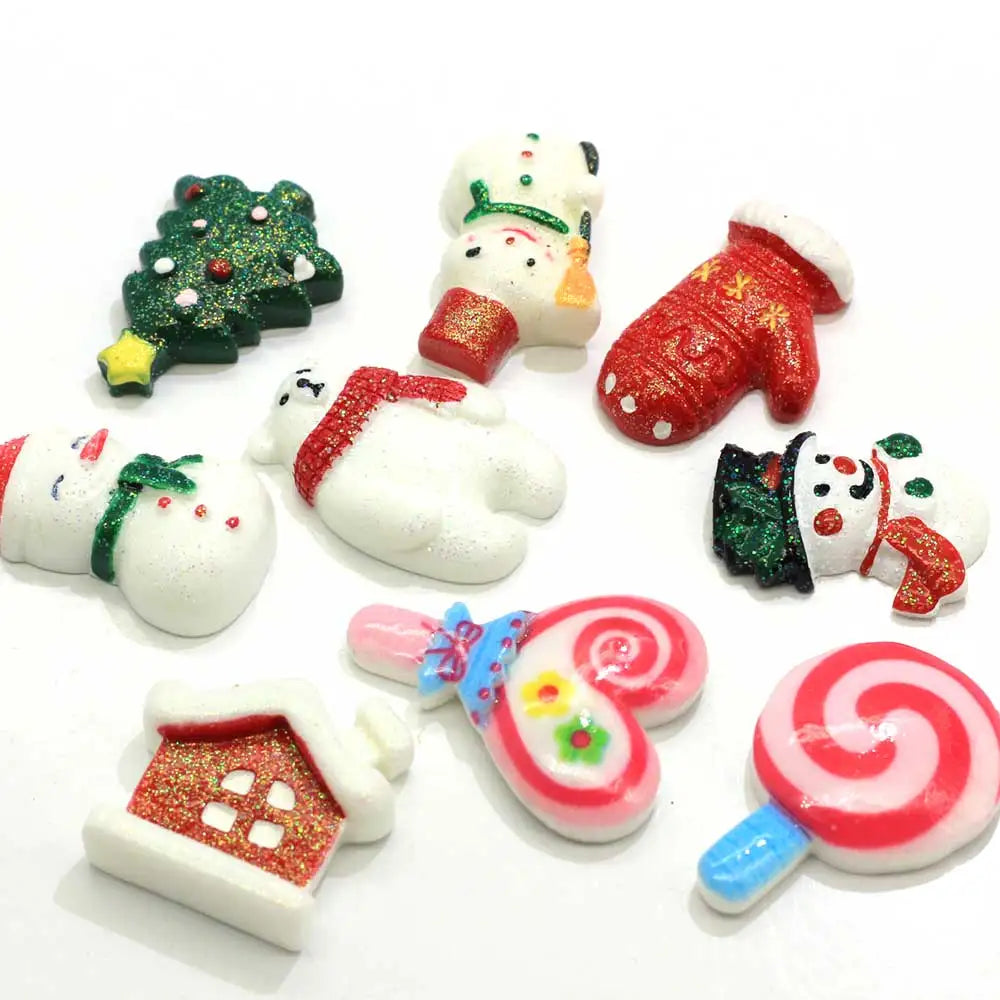 Christmas Series Flat Back Resin Phone Case Cabochons Scrapbooking DIY Jewelry Craft Decoration Accessories