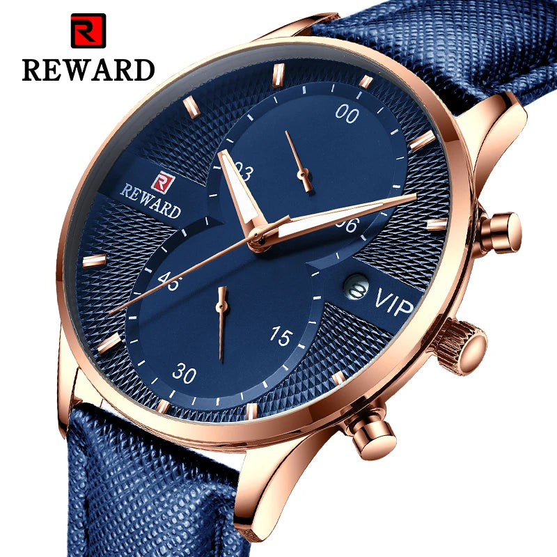 REWARD RD83003M Top Brand New Hot Sell Chic REWARD Waterproof Quart Watch Male REWARD Chronos Wristwatch Clock Genuine Leather