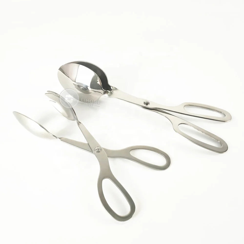 Wholesale Metal Cooking Tool Food Tongs Durable Kitchen Accessories Stainless Steel Bread Scissors BBQ Food Tongs