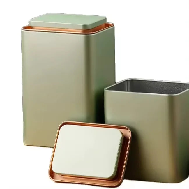 RTS 90*70*110mm Empty Rectangle Tea Tin Cans Coffee Metal Tin Cans for Loose Tea Packaging