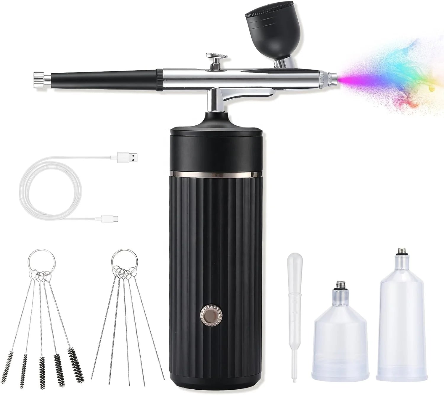 Cordless Airbrush Kit with Compressor - Rechargeable Air Brush Gun Set with 0.3mm Tip 20-27PSI Airbrush Kit for Model Painting