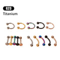 Rainbow Gold Filled Titanium Classic Body Jewelry G23 ASTM F136 Externally Threaded Lip Labret Stud Eyebrow Ring 8mm