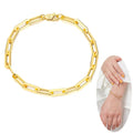 Simple Wholesale NEW 14K Gold Plated 925 Sterling Silver Rectangle Paper Clip Link Chain Bangle Woman Paperclip Bracelet Bangles