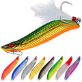 Long Cast S-shape Hard Fishing Lure Spoons Sequins Metal Bait With Feather Hook Slow Jigging Wobblers for Bass Perch