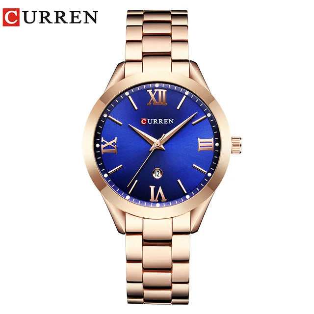 CURREN 9007 Logo Watch Women Rose Gold Steel Quartz Watches Luxury Female Elegant Dress Wrist Watch Girl Clock Relogio Feminino