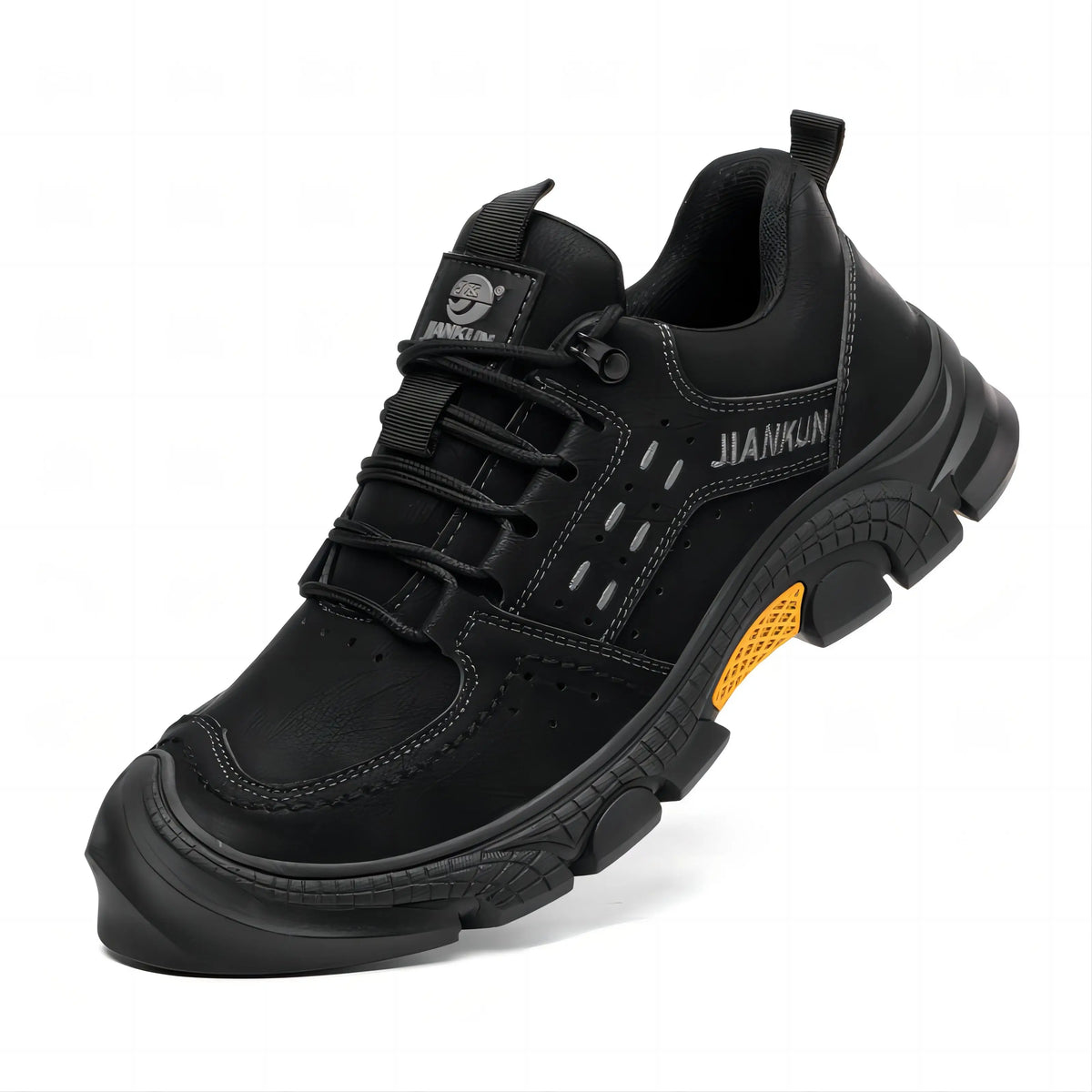 JIANKUN Unisex Men's and Women's Safety Shoes Non-Slip Rubber Outsole Anti-Scalding Leather Welding Work Shoes for Summer Spring