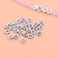 DIY 26 Alphabet 925 Sterling Silver Initial Letter Round Spacer Beads for Jewelry Making