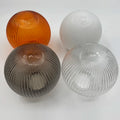 Mouth Blown 200mm Diameter Grey Amber Colored Transparent Round Ribbed Glass Globe Ball Pendant Lamp Shade Lighting Chandelier