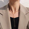 N&S Ins Cold Wind Trend Bead Long Tassel Necklace for Women Clavicle Neck Chain Stainless Steel Jewelry Sweater Strand Chain