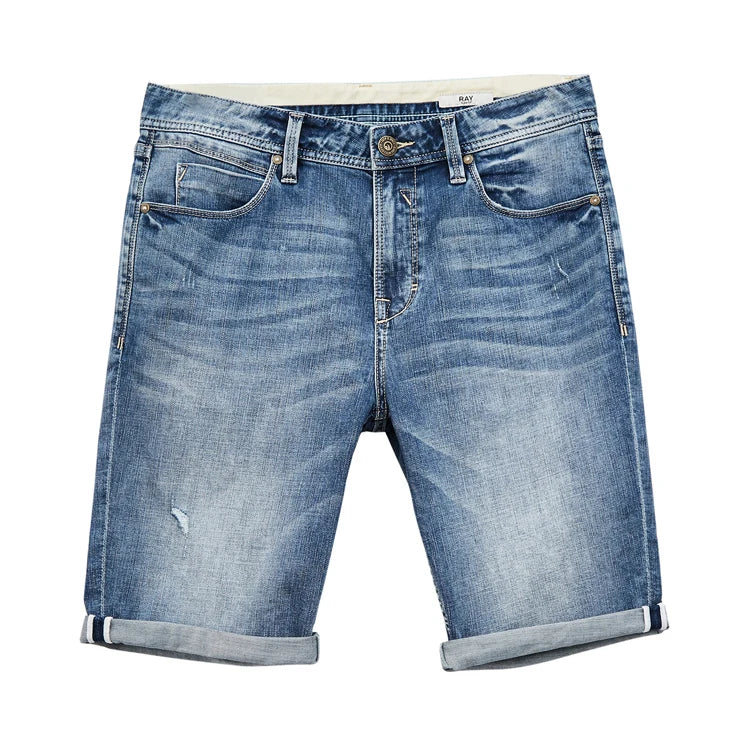 Wholesale Spring's New Mens Slim Cotton Stretch Wash Custom Denim Shorts Mid Waist Knitted Weaving Method Casual for Summer