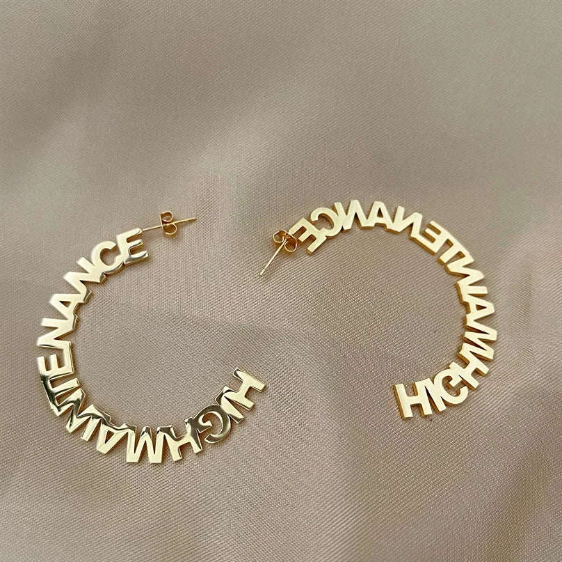 Stainless Steel Jewelry Custom Hoop Name Earrings Fashion Boho Personalised Modern for Women Girls