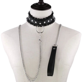 Harajuku Style Lolita PU Leather Punk Choker Necklace Gothic Lace Collar Necklace Evening Club Lace Bondage Chokers for Women
