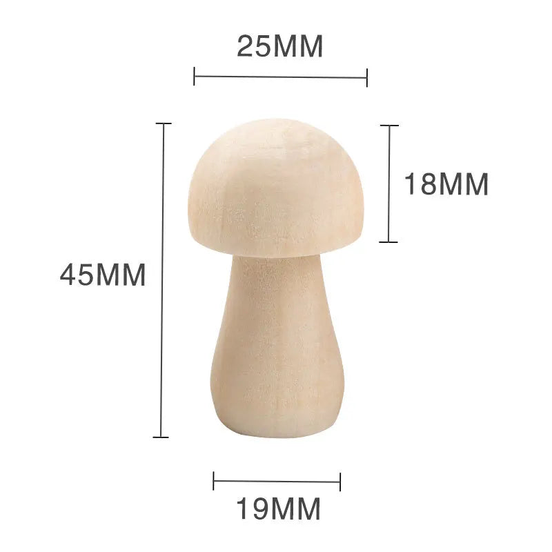 Tailai Unpainted Solid Wood Mushrooms for Children's DIY Crafts & Art Projects Polished Finish Reusable Tabletop Decoration