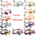 12 Colors Available Pet Bow Fabric Plaid Collar Cat Dog Collar British Plaid Adjustable Detachable Collar