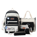 0508  Large Capacity Backpack Four-Piece Set Casual Student School Bag Waterproof Rucksack