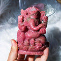 Wholesale Natural Hand Engraved Gemstone Crystal Animal Model Crafts Rhodonite Ganesha Irregular Shape Collectible for Home