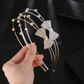 Simple Premium Sparkling Crystal Ladies Headbands Bridal Tiara Diamond Rhinestones Bow Girl Headband Tiara Hair Accessories