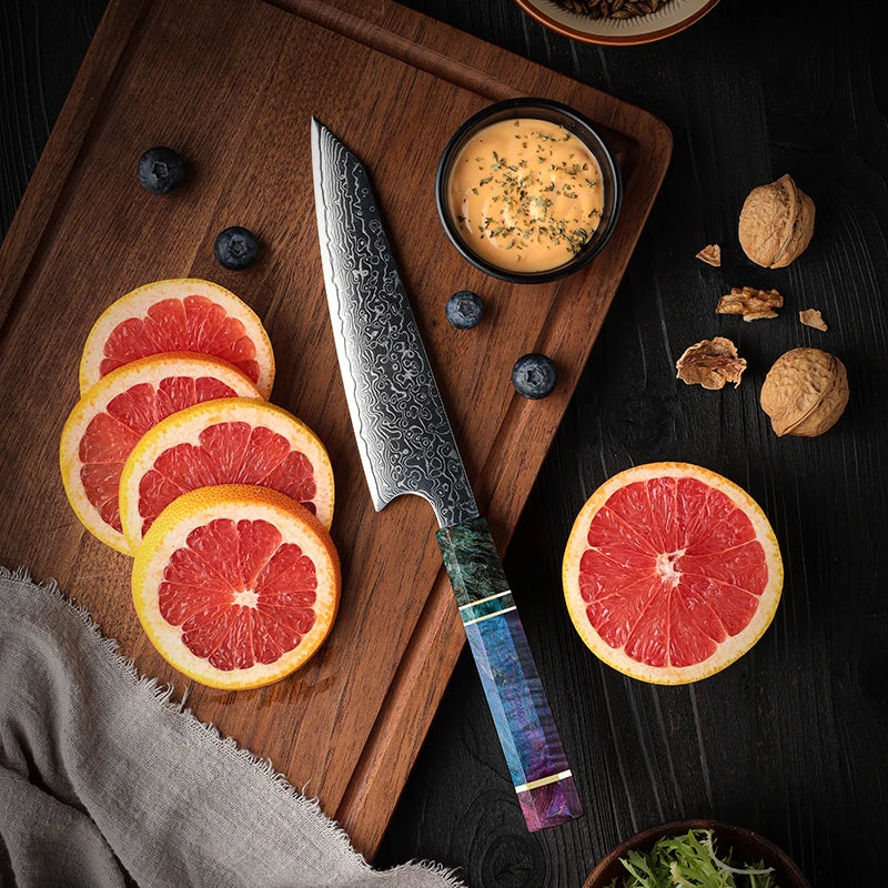 Premium Japanese 67 Layers Damascus Steel Kitchen Chef Kiritsuke Knife Food Cutting Knife with Octagonal Solidfied Wood Handle