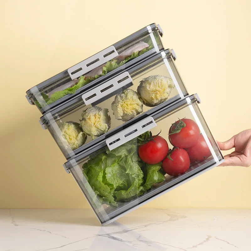 Multi Functional Storage tank for Freshness Preservation PET Plastic Kitchen Fridge Food Container Bins and Boxes  with Lid