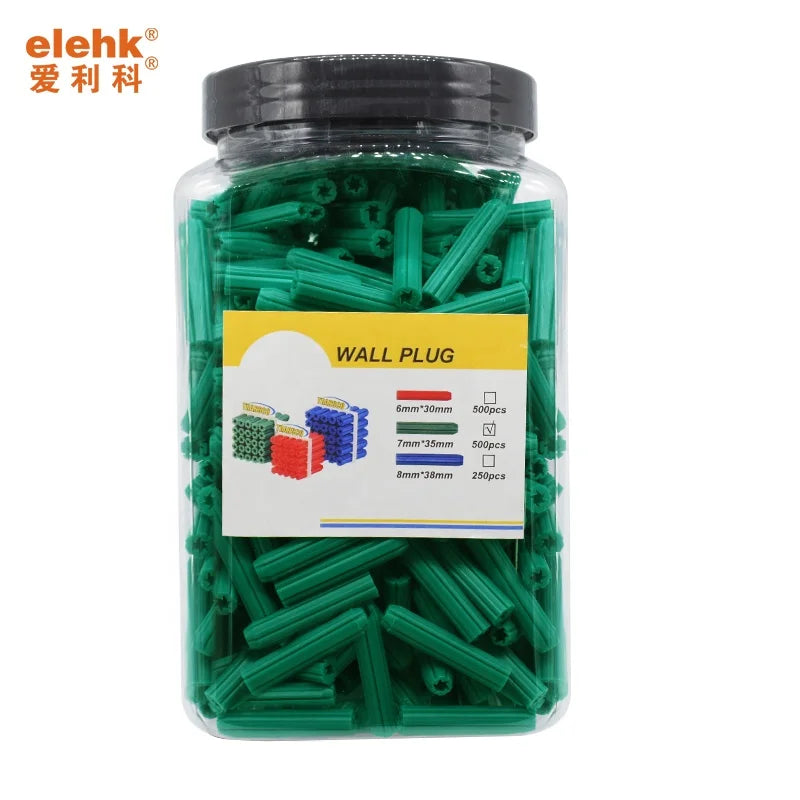ELEHK Plastic Expansion Pipe Green Wall Anchor Plug Wall Plug Expanding Plug Green Star-Shaped Green Wall Plug